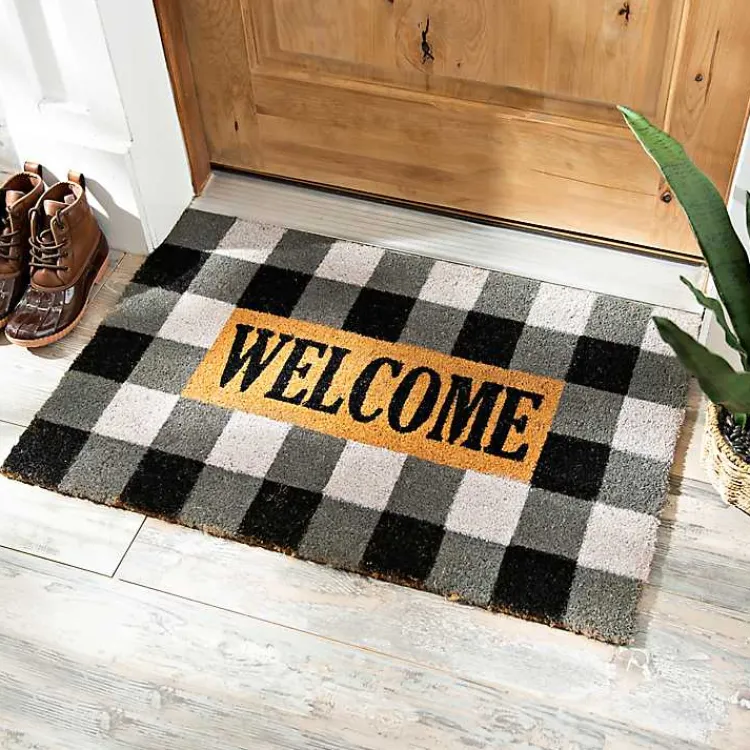 Doormats-Kirklands Home Black and White Buffalo Check Doormat