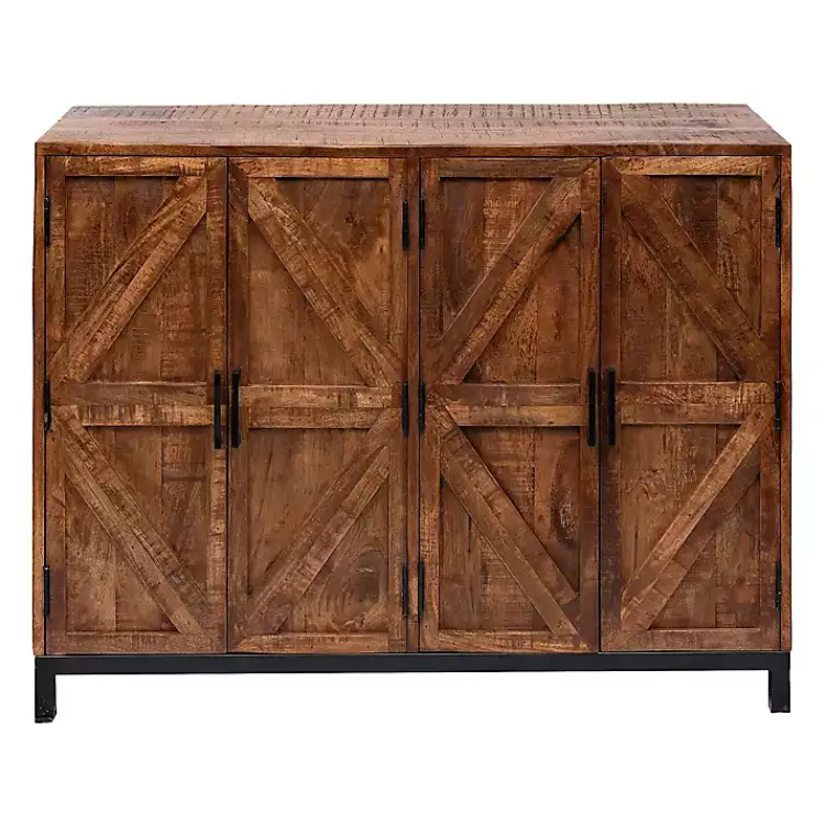 Cabinets & Sideboards-Kirklands Home Austin Warm Wood Farmhouse Cabinet Brown