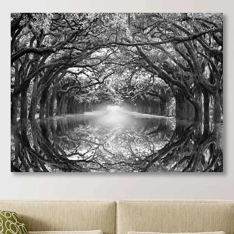 Canvas Art-Kirklands Home Oak Alley Reflection Giclee Canvas Art Print