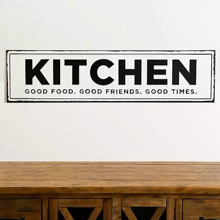 Wall Quotes & Signs-Kirklands Home Kitchen Good Food Good Friends Good Times Plaque White