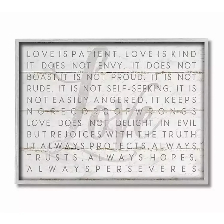 Wall Quotes & Signs-Kirklands Home Gray and White Love Is Patient Framed Art Print