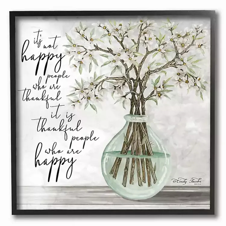 Wall Quotes & Signs-Kirklands Home Thankful People who are Happy Framed Art Print Gray