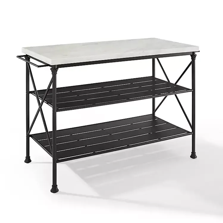 Kitchen Islands & Bar Carts-Kirklands Home Faux Marble Top 3-Tier Melody Kitchen Island