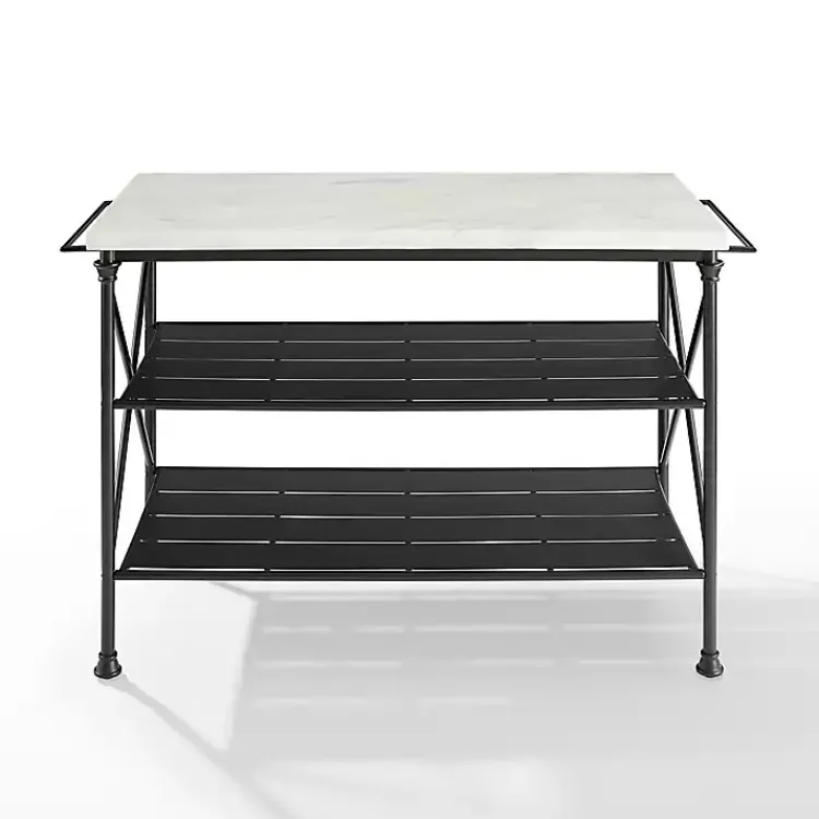 Kitchen Islands & Bar Carts-Kirklands Home Faux Marble Top 3-Tier Melody Kitchen Island