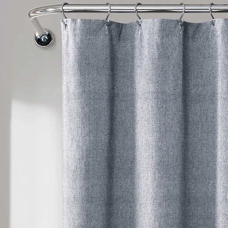 Shower Curtains-Kirklands Home Navy Nantucket Tassel Fringe Shower Curtain Blue