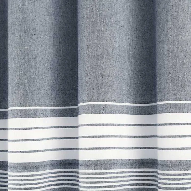 Shower Curtains-Kirklands Home Navy Nantucket Tassel Fringe Shower Curtain Blue