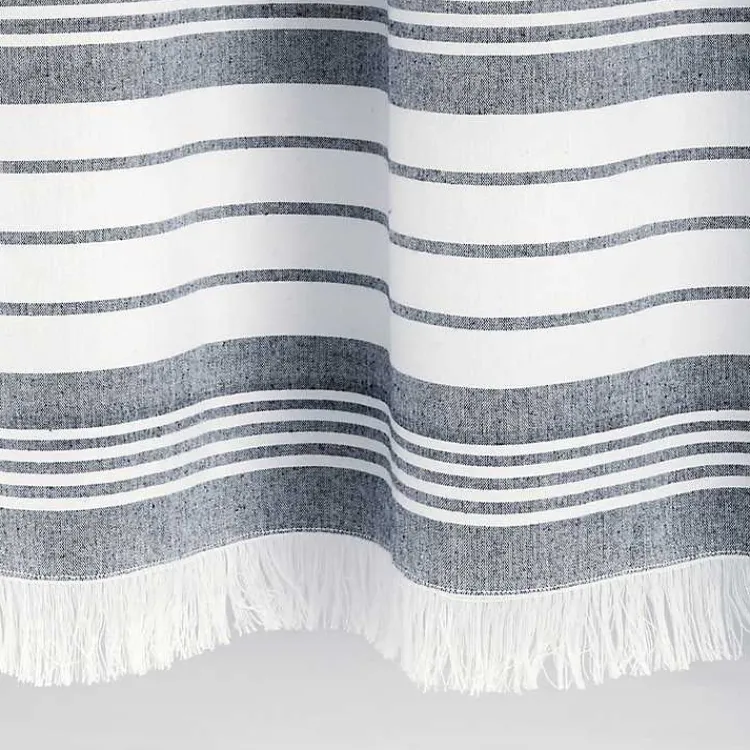 Shower Curtains-Kirklands Home Navy Nantucket Tassel Fringe Shower Curtain Blue