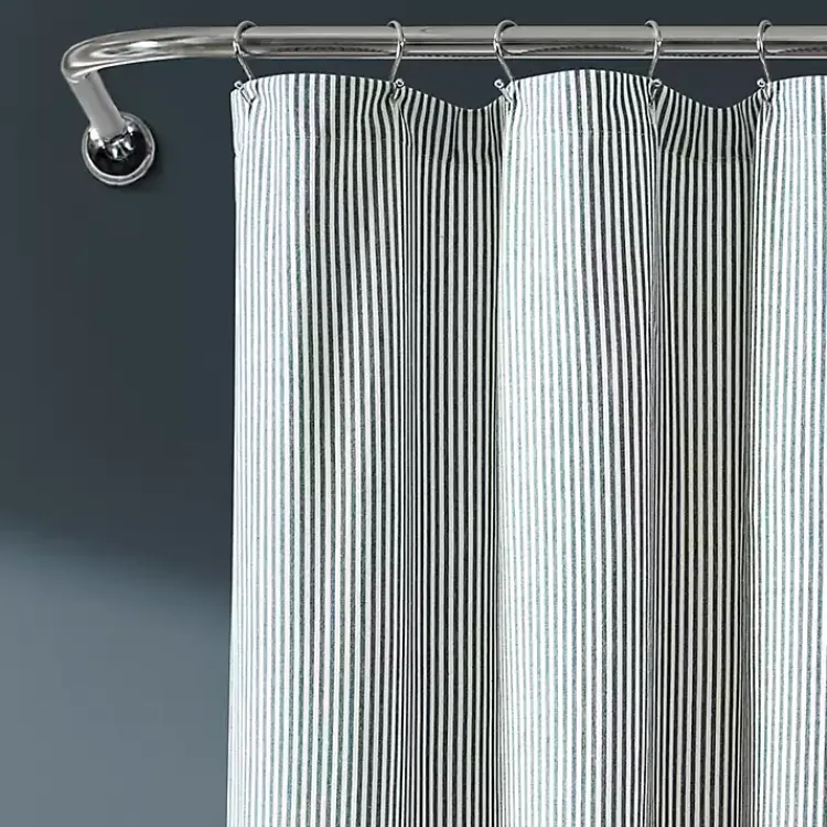 Shower Curtains-Kirklands Home Denim Vintage Stripe Shower Curtain Blue