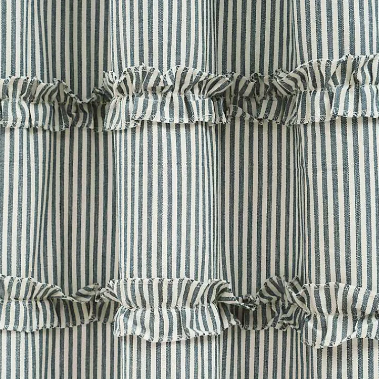 Shower Curtains-Kirklands Home Denim Vintage Stripe Shower Curtain Blue