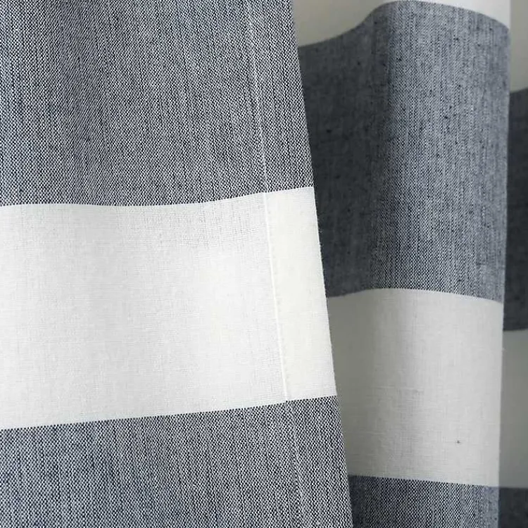 Curtains & Drapes-Kirklands Home Navy Cape Cod Stripe Curtain Panel Set, 84 in.