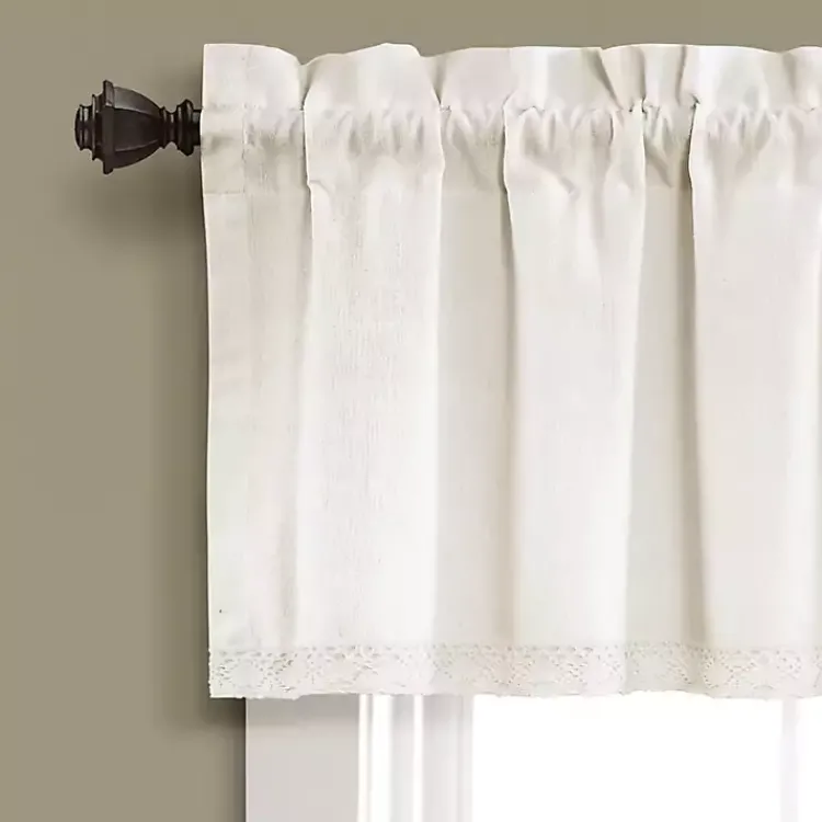 Curtains & Drapes-Kirklands Home Light Linen Lace Curtain Valance Ivory