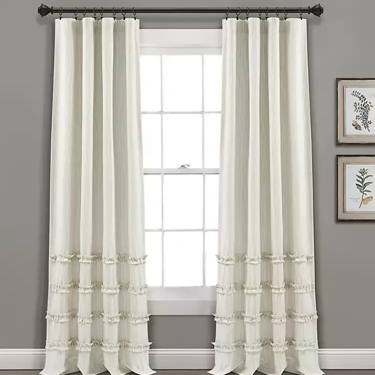 Curtains & Drapes-Kirklands Home Neutral Vintage Stripe Curtain Panel Set, 95 in.