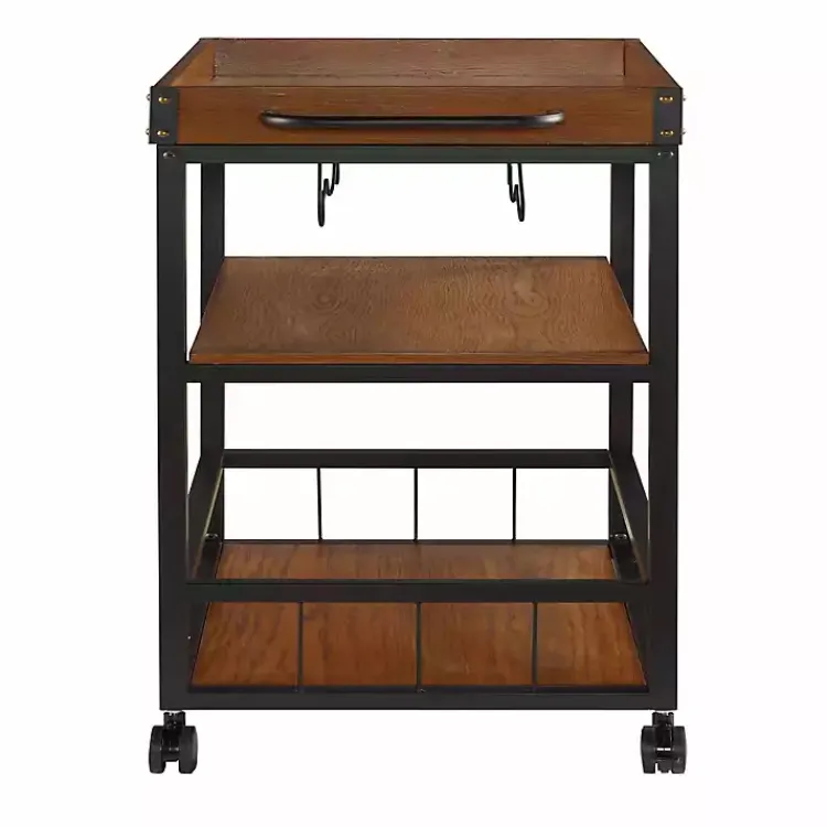 Kitchen Islands & Bar Carts-Kirklands Home Brown Norcross Industrial Rolling Bar Cart