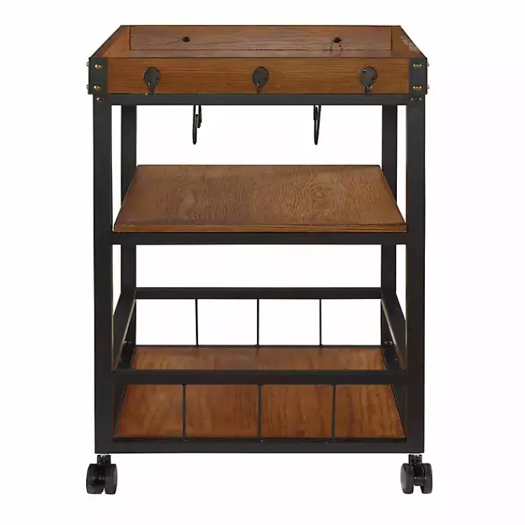 Kitchen Islands & Bar Carts-Kirklands Home Brown Norcross Industrial Rolling Bar Cart