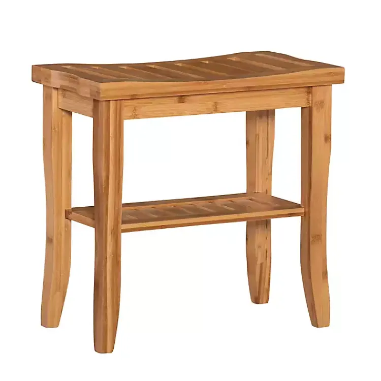 Bathroom Furniture-Kirklands Home Sumter Bamboo Bathroom Stool