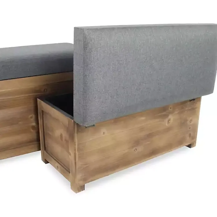 Benches & Ottomans-Kirklands Home Cushioned Storage Benches, Set of 2 Gray