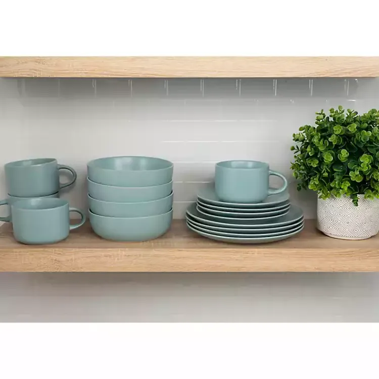 Dinnerware-Kirklands Home Matte Mineral Kera 16-pc. Dinnerware Set Blue