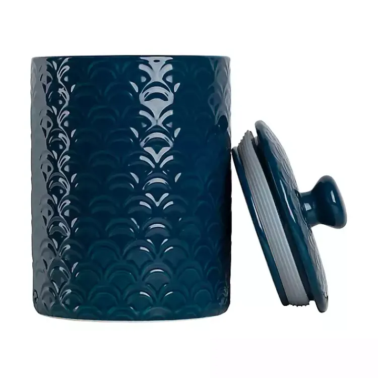 Kitchen Storage-Kirklands Home Navy Atlantic Ceramic Canisters, Set of 3 Blue