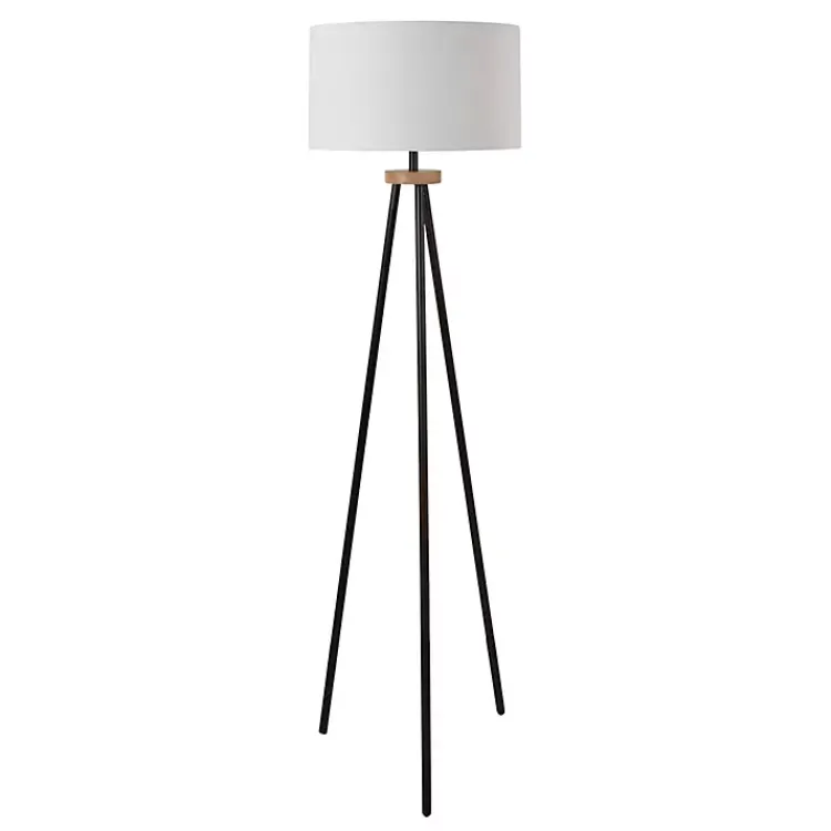 Floor Lamps-Kirklands Home Brass Metal Tripod Floor Lamp White