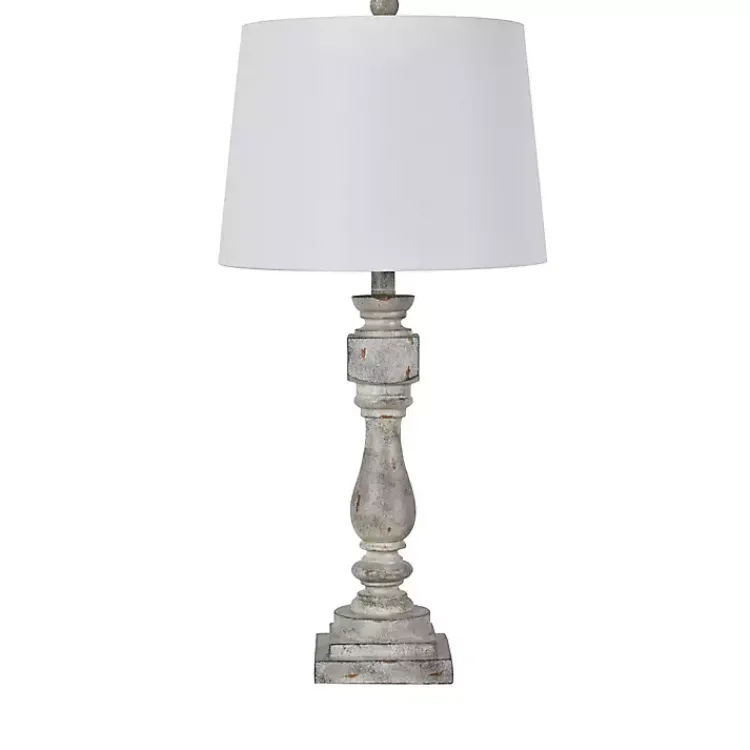 Table Lamps-Kirklands Home Distressed Gray Table Lamp White