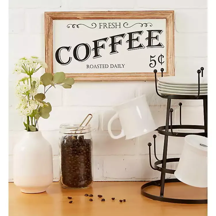 Wall Quotes & Signs-Kirklands Home Wood and Metal Coffee Framed Plaque White
