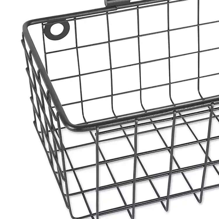 Wall Storage-Kirklands Home Black Wall Hanging Wire Baskets, Set of 2