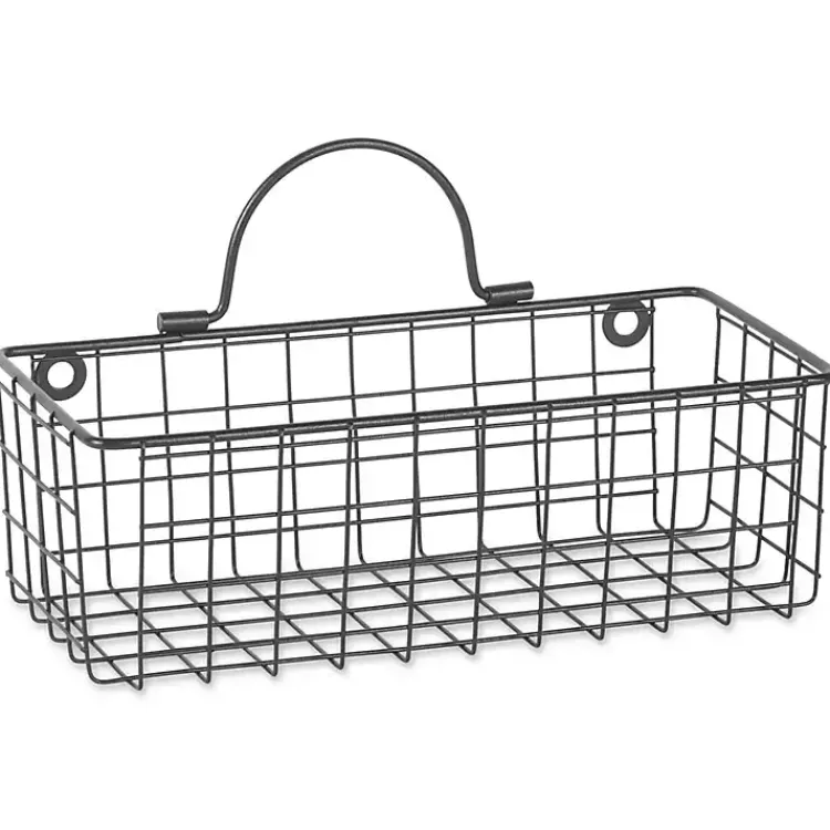 Wall Storage-Kirklands Home Black Wall Hanging Wire Baskets, Set of 2