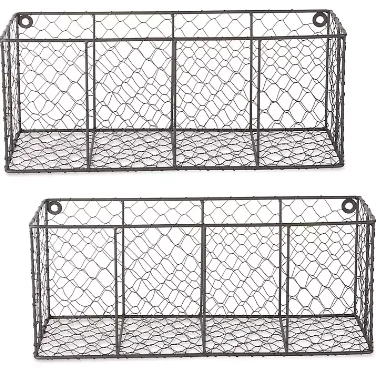 Wall Storage-Kirklands Home Large Wall Hanging Chicken Wire Baskets, Set of 2