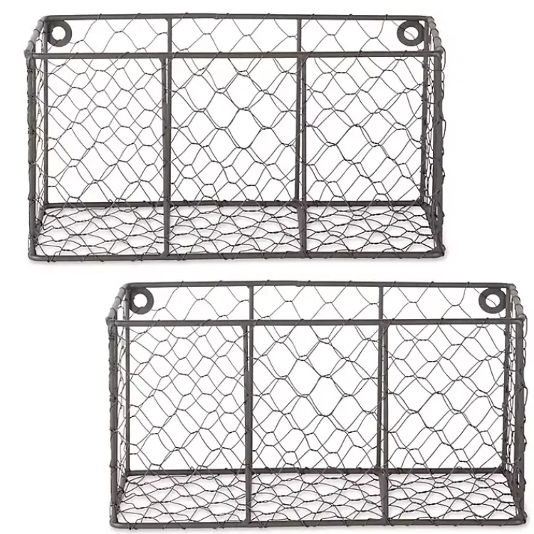 Wall Storage-Kirklands Home Small Wall Hanging Chicken Wire Baskets, Set of 2