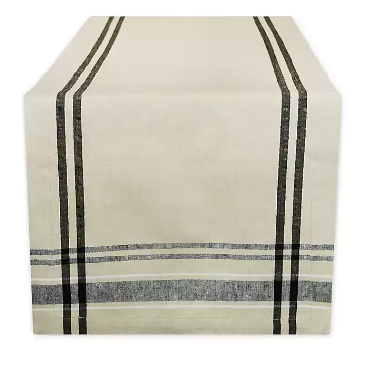Table Linens-Kirklands Home Stripe French Table Runner Black