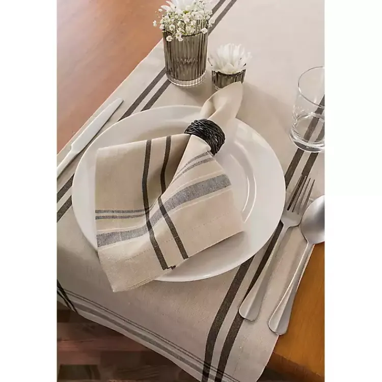 Table Linens-Kirklands Home Stripe French Table Runner Black