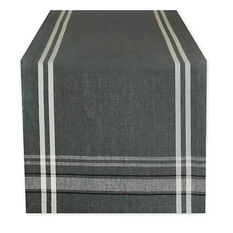 Table Linens-Kirklands Home Chambray French Stripe Table Runner, 108 in. Gray