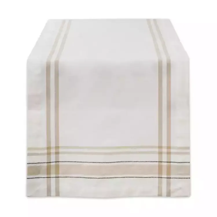 Table Linens-Kirklands Home Chambray French Stripe Table Runner, 72 in. White