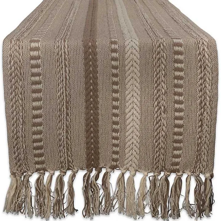 Table Linens-Kirklands Home Stone Braided Stripe Table Runner, 108 in. Brown