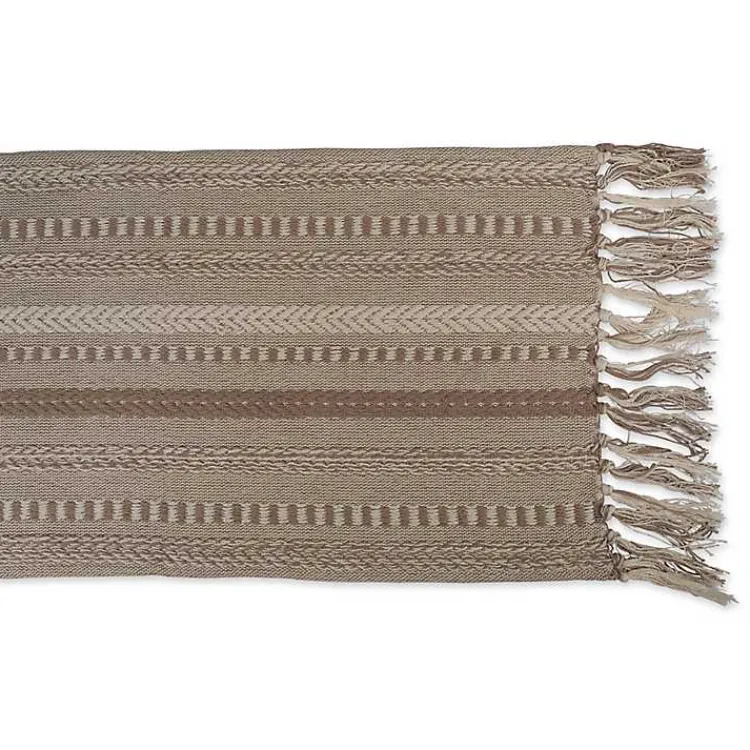 Table Linens-Kirklands Home Stone Braided Stripe Table Runner, 108 in. Brown