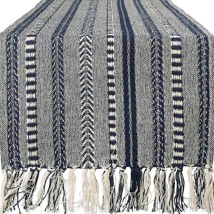 Table Linens-Kirklands Home Navy Braided Stripe Table Runner, 72 in. Blue