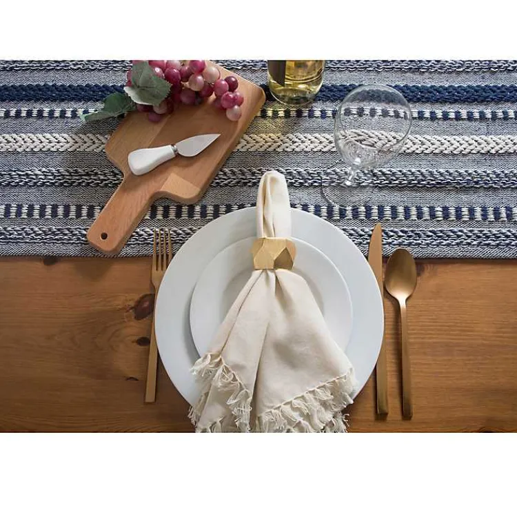 Table Linens-Kirklands Home Navy Braided Stripe Table Runner, 72 in. Blue