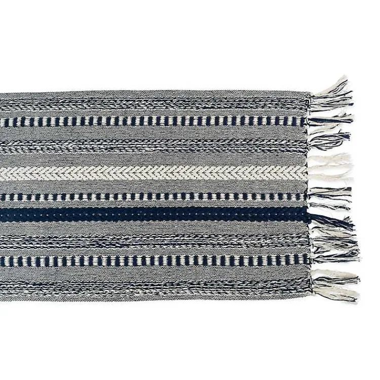 Table Linens-Kirklands Home Navy Braided Stripe Table Runner, 72 in. Blue