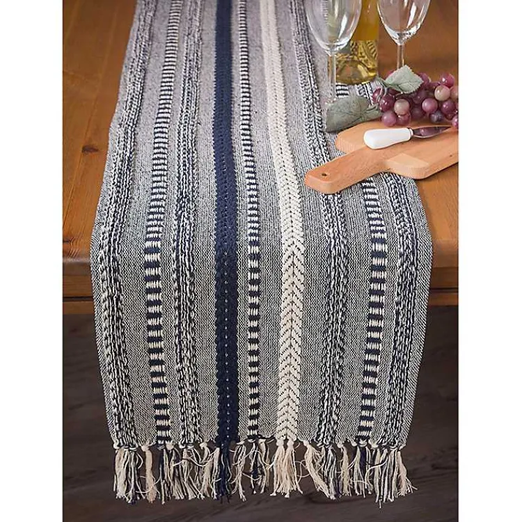 Table Linens-Kirklands Home Navy Braided Stripe Table Runner, 108 in. Blue