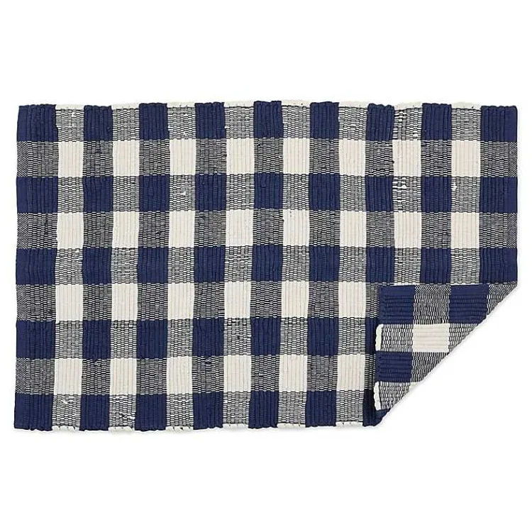 Accent Rugs-Kirklands Home Navy and White Buffalo Check Accent Rug Blue