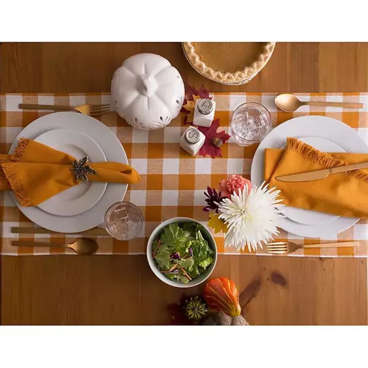 Table Linens-Kirklands Home Pumpkin Spice Checkered Table Runner