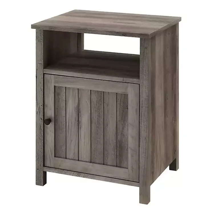 Accent & End Tables-Kirklands Home Wash Grooved Door Side Table Gray