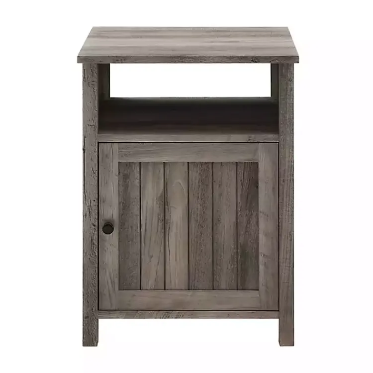 Accent & End Tables-Kirklands Home Wash Grooved Door Side Table Gray