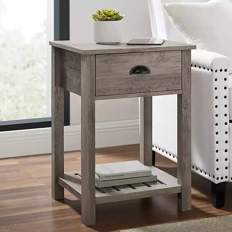Accent & End Tables-Kirklands Home Wash Country Accent Table Gray