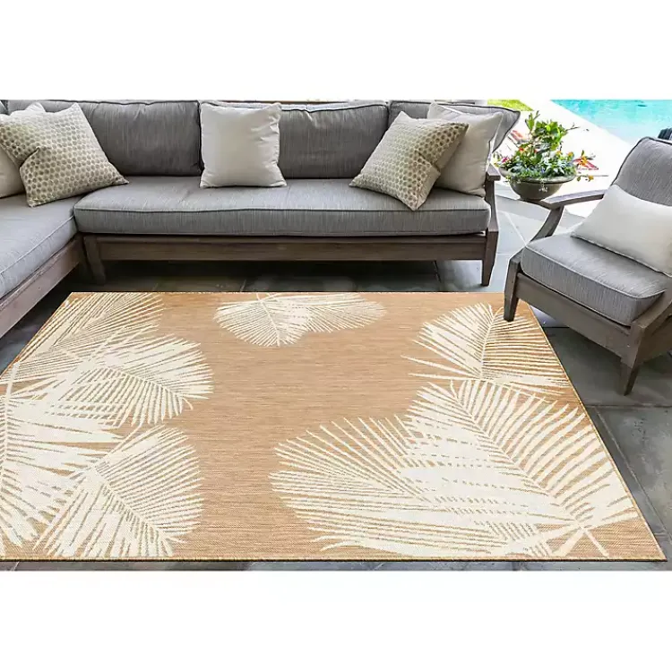 Area Rugs-Kirklands Home Sand Forest Leaf Indoor/Outdoor Area Rug, 4x7