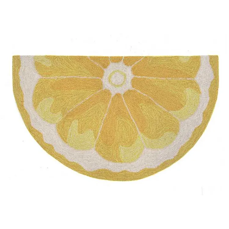 Outdoor Rugs-Kirklands Home Yellow Lemon Indoor/Outdoor Accent Rug, 2x3