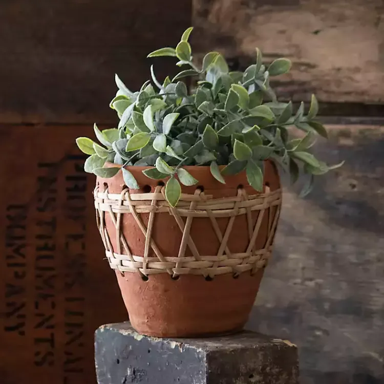 Planters-Kirklands Home Woven Diamond Terracotta Planter Tan