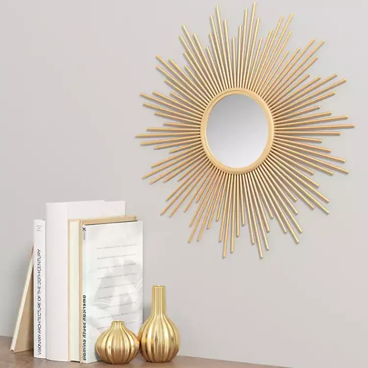 Decorative Mirrors-Kirklands Home Golden Sunburst Small Decorative Wall Mirror