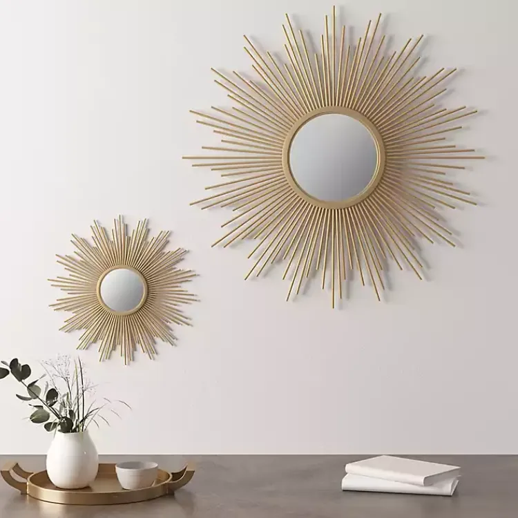 Decorative Mirrors-Kirklands Home Golden Sunburst Small Decorative Wall Mirror