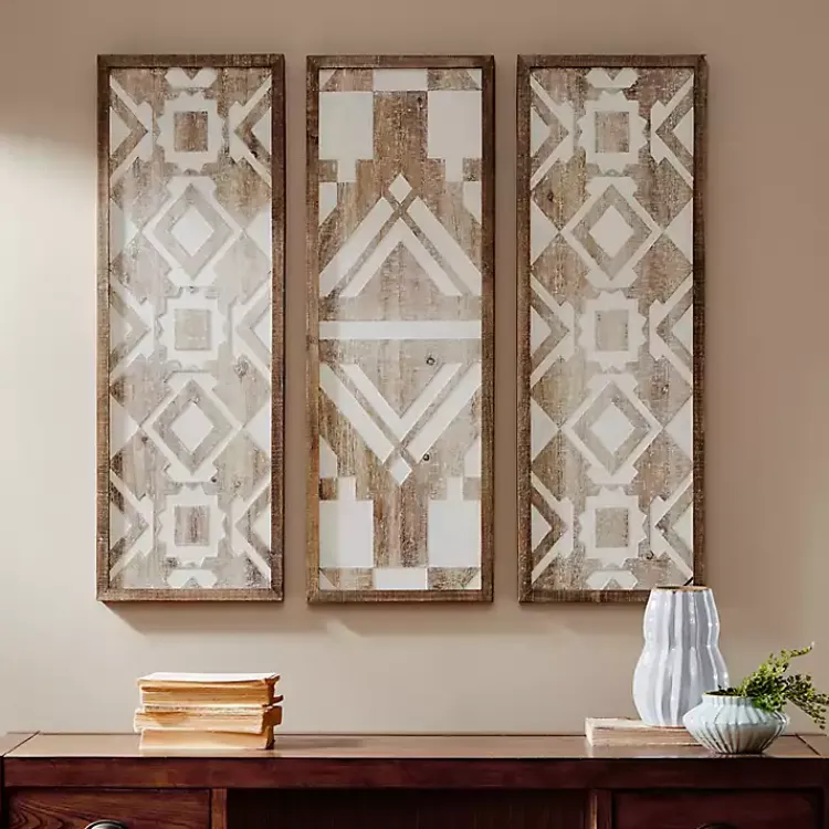 Wall Plaques-Kirklands Home Gail Wooden Plaques, Set of 3 Brown